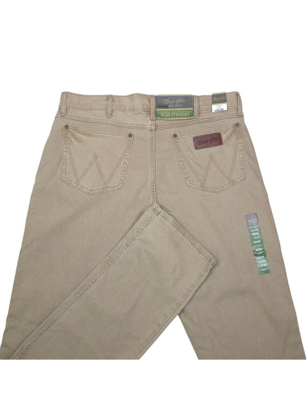 Wrangler Retro Slim Straight Mens Pants 36x38 Tan Cotton Blend Durable Stretch
